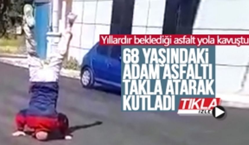 Yıllardır beklediği asfalta kavuşunca taklalar attı