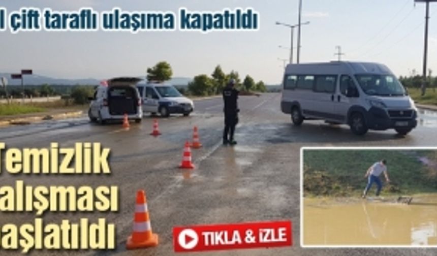 Yağmur nedeniyle yol ulaşıma kapandı