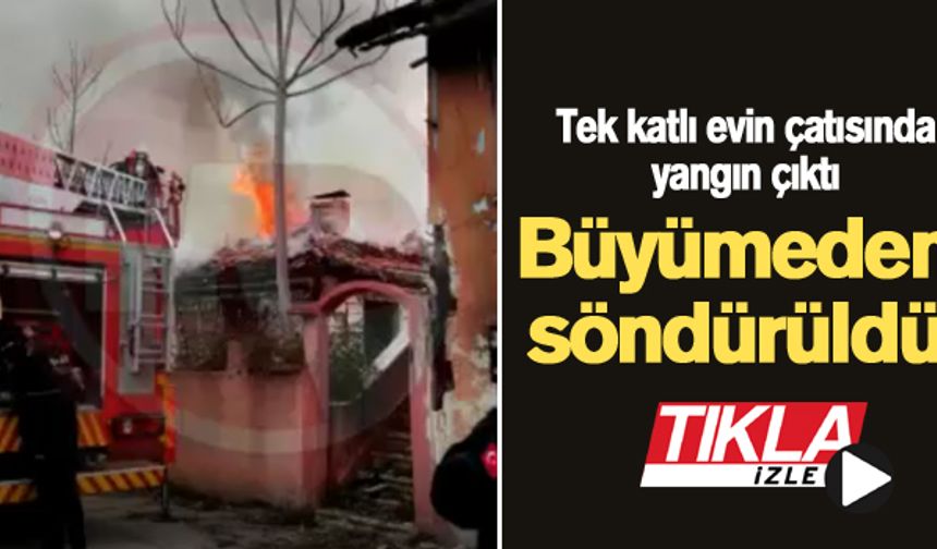 Tek katlı evin çatısında yangın çıktı