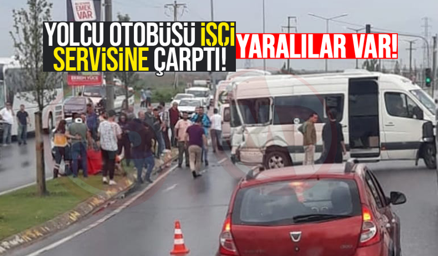 Sakarya'da yolcu otobüsü işçi servisine çarptı!