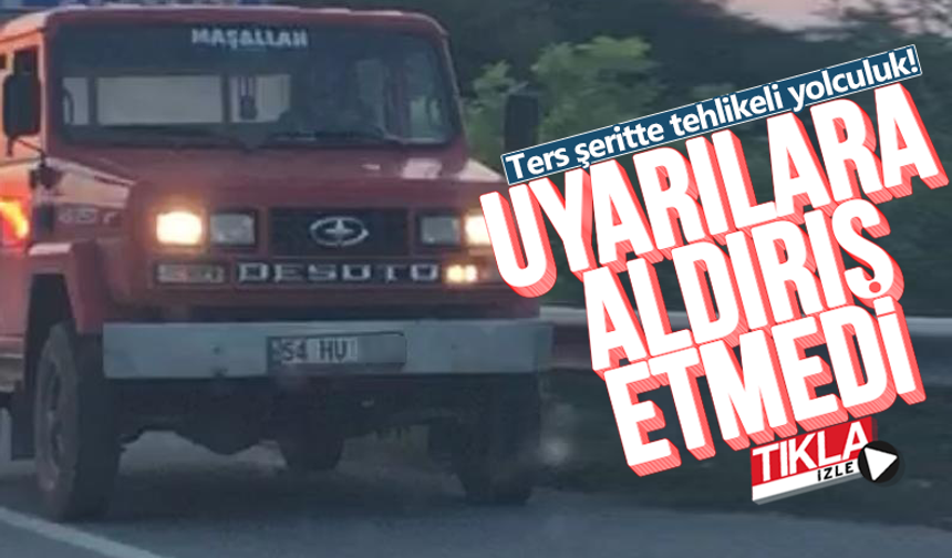 Kamyonetin ters şeritte tehlikeli yolculuğu kamerada!