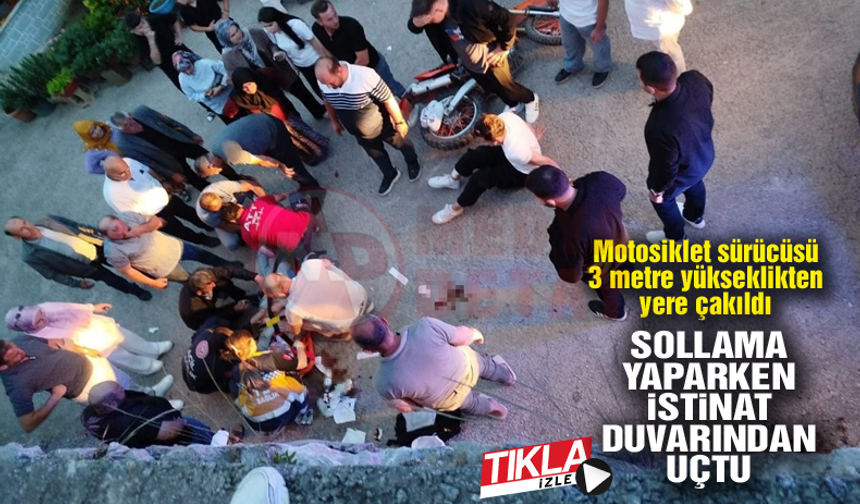 Sollama yaparken istinat duvarından uçtu!