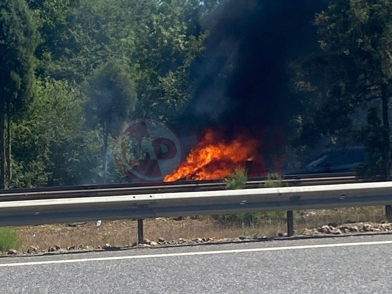 Yanan Otomobilden Geriye Demir Yigini Kaldi (1)