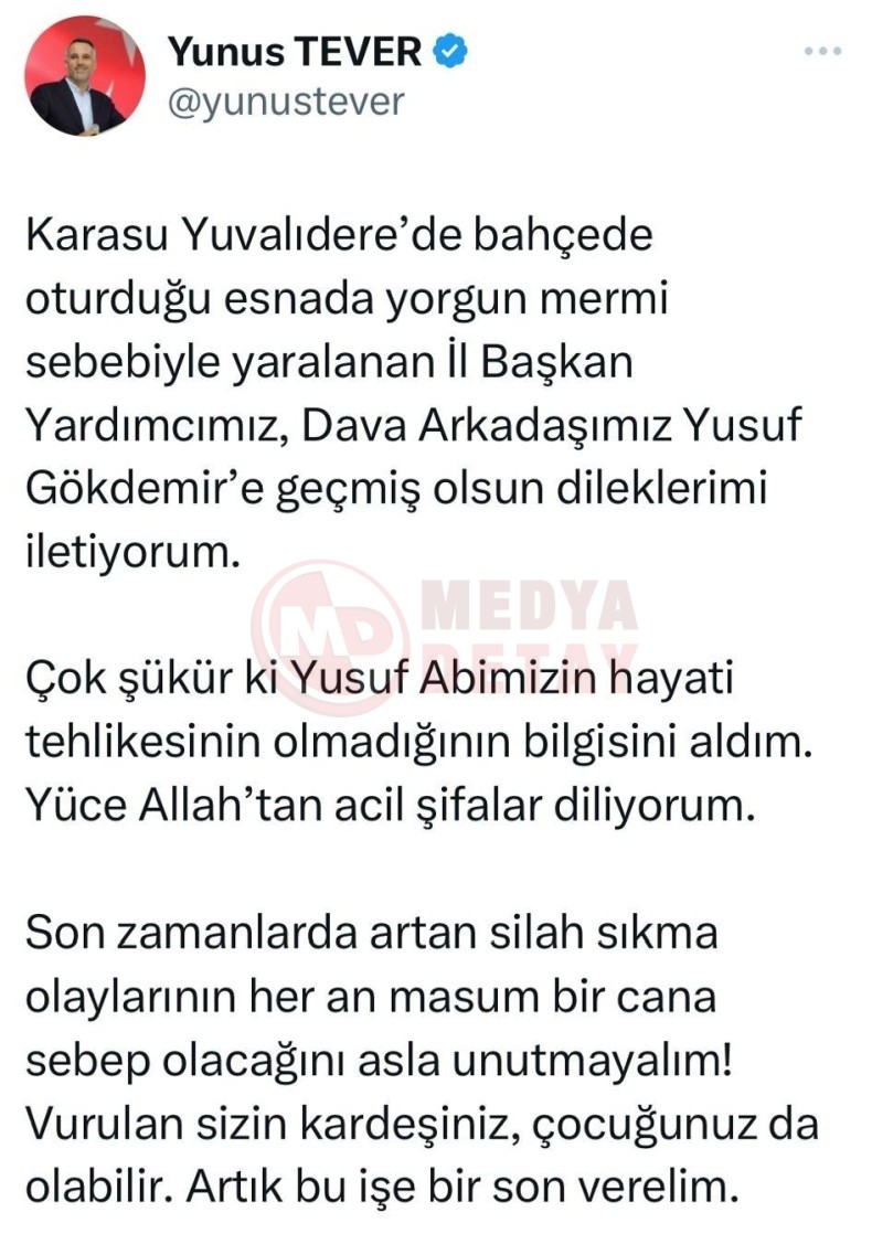 A K Parti Sakarya Il Baskan Yardimcisi Yorgun Mermi