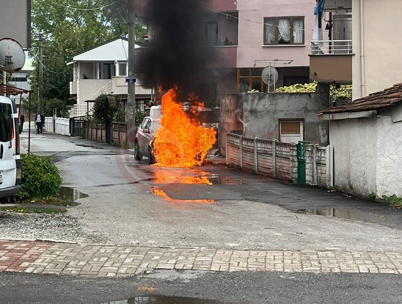 Park Halindeki Otomobil Alev Topuna Dondu3