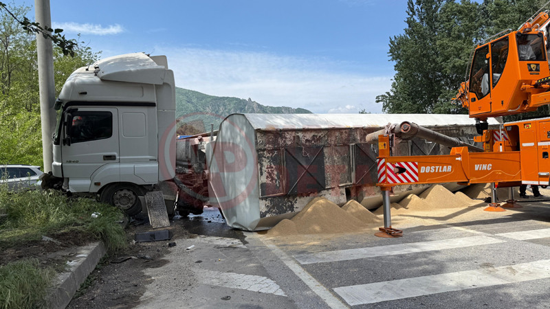 Tavuk Yemi Yuklu Tir Devrildi7