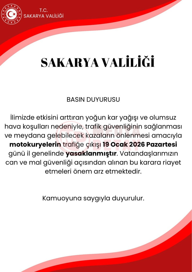 Motokuryelerin Trafige Cikisi Yasaklandi