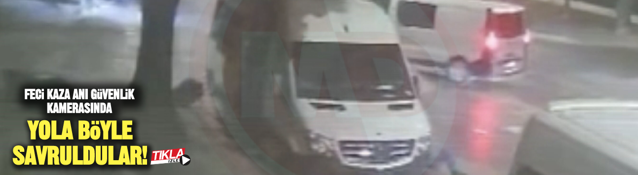 Motosiklet sürücülerinin ağır yaralandığı kaza güvenlik kamerasında