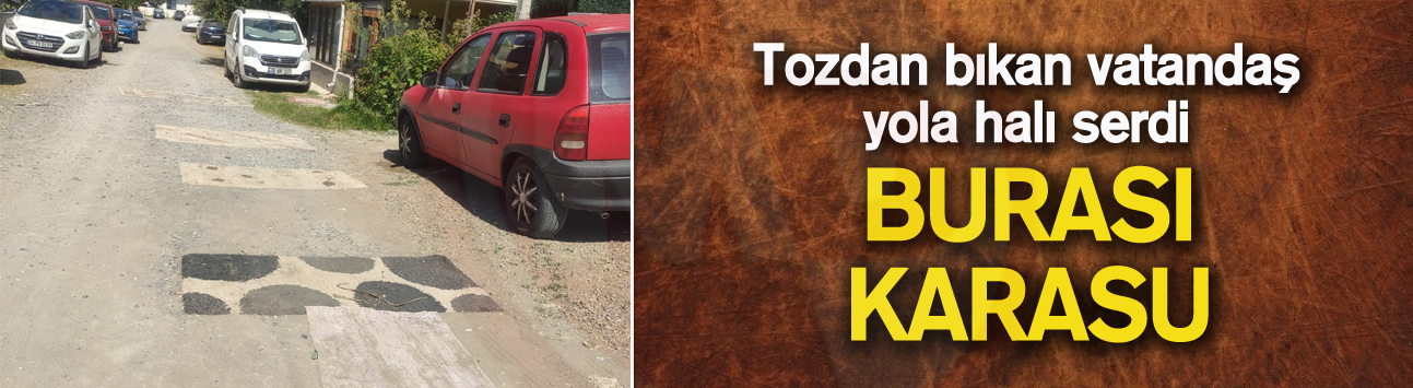 Tozdan bıkan vatandaş yola halı serdi