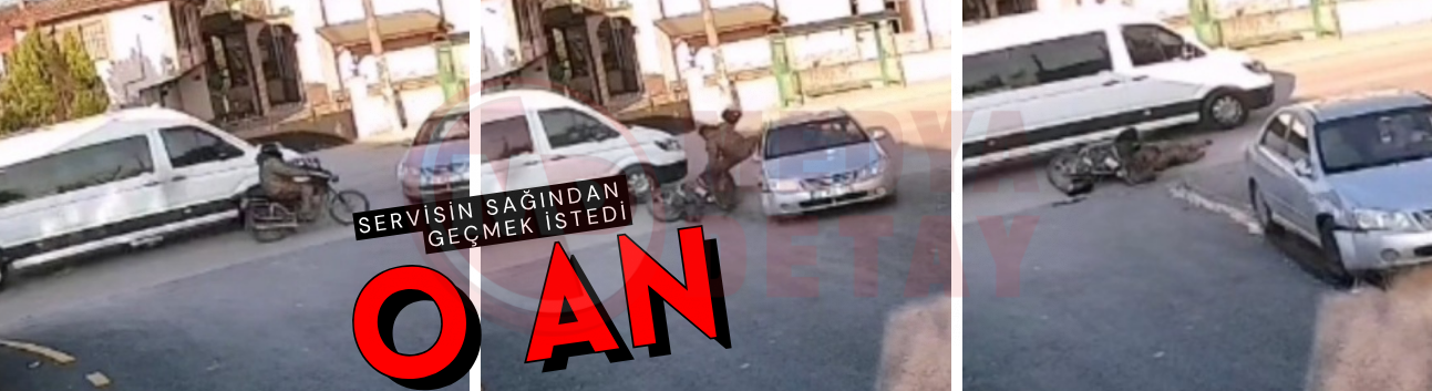 Servisin sağından geçmek istedi: Otomobile çarptı!