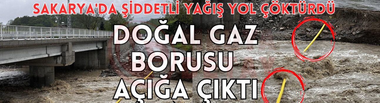 Sakarya'da şiddetli yağış yol çöktürdü